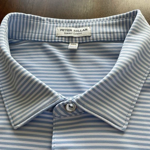 Peter Millar Summer Comfort Polo Men's XXL 2XL Blue Stripe Golf Casual Dadcore - Picture 3 of 8